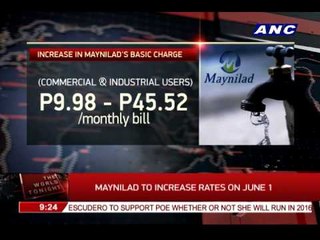 Maynilad to increase rates on June 1