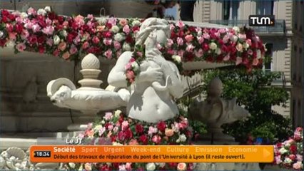 La fontaine des Jacobins couverte de roses