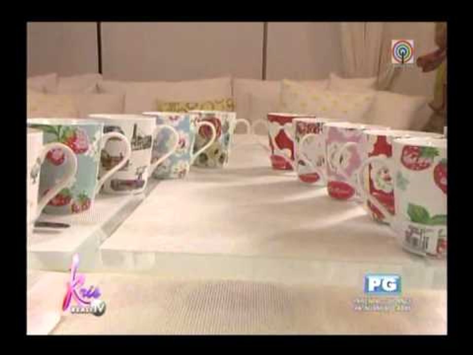Kris shows off Cath Kidston cup collection