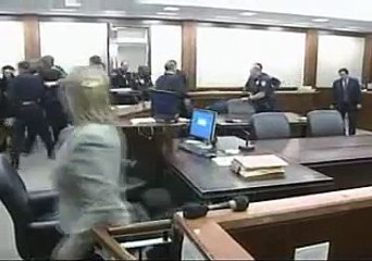 Police restraining teen in courtroom after being sentenced to Death., Police Video