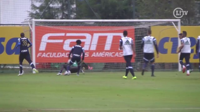 Após receber passe de letra, Zé faz golaço no treino do Verdão