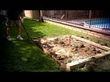 Preparing the backyard horseshoe pits for some summer fun!!