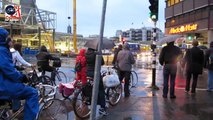Cycling in the rain; morning rush hour in Utrecht (Netherlands)