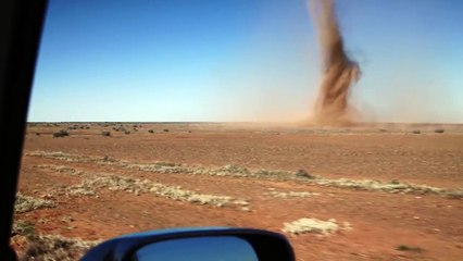 Crazy Man Running Into Outback Tornado For Selfie