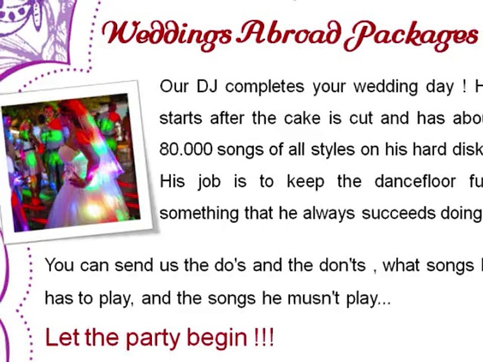 Weddings Abroad Packages| Cheap Wedding Abroad
