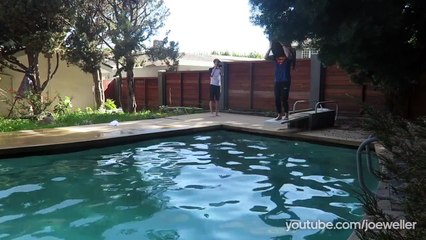 A very dangerous stunt at swimming Pool