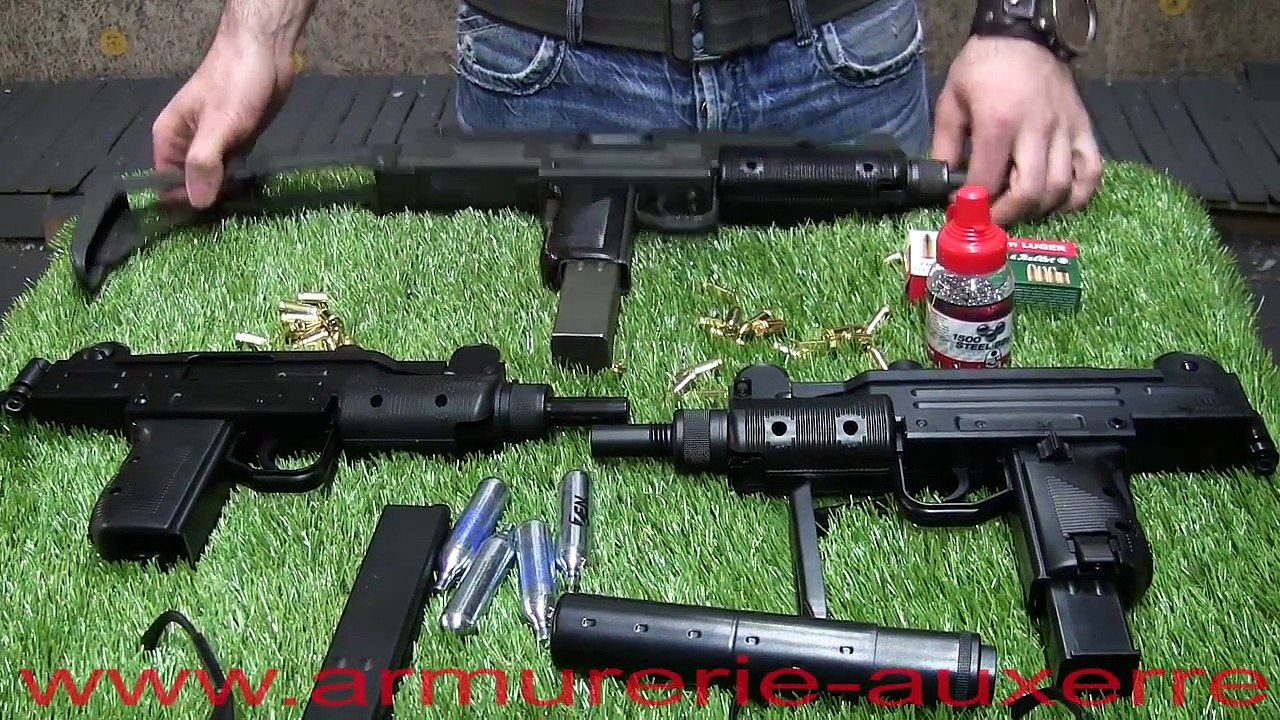 Mini UZI Umarex 4.5mm vs Swiss Arms Protector, Armurerie Auxerre