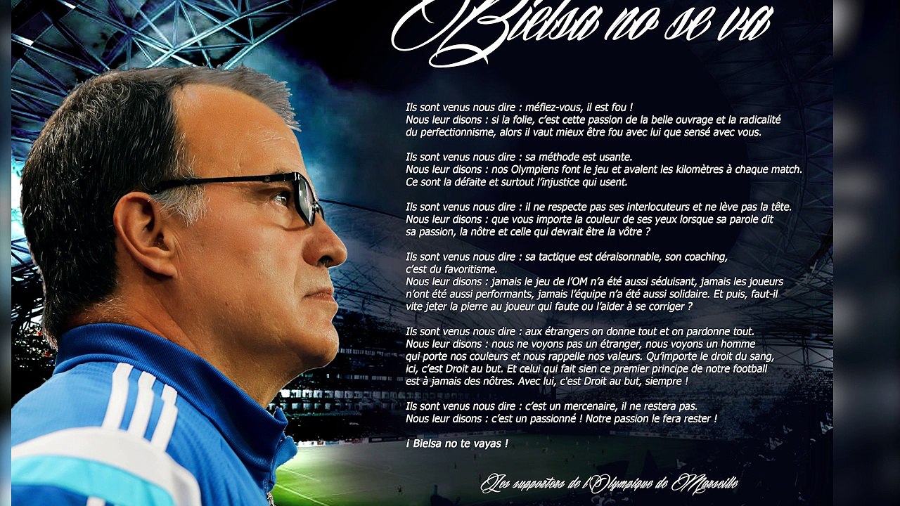 Bielsa no se va : le message d'un supporter de l'OM !