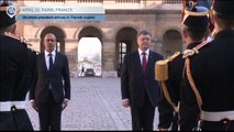 Accueil d'honneur du Président ukrainien Petro Porochenko aux Invalides pour sa visite officielle en France