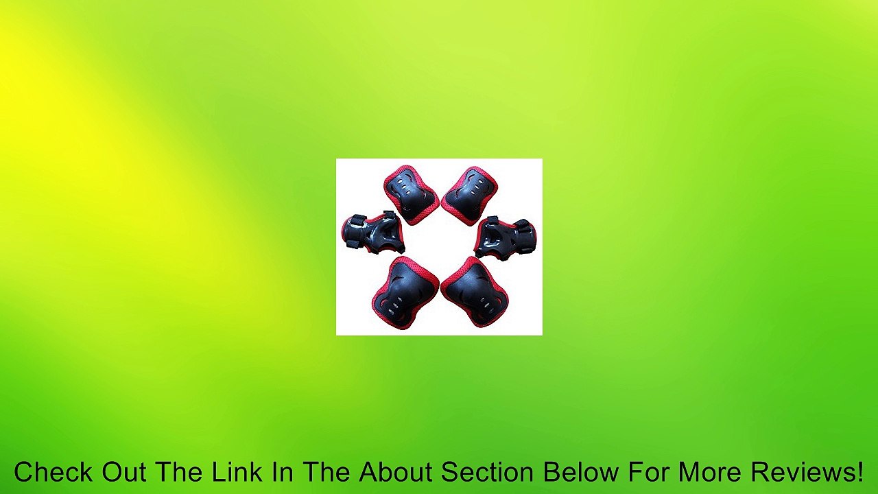 Pro Base 6 Pieces/set Black & Red Style Kid's Roller Blading Wrist Elbow Knee Pads Blades Guard Children Sports Skating Protective Gear Review