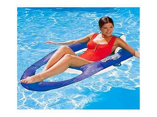 Spring Float Recliner- Blue With White