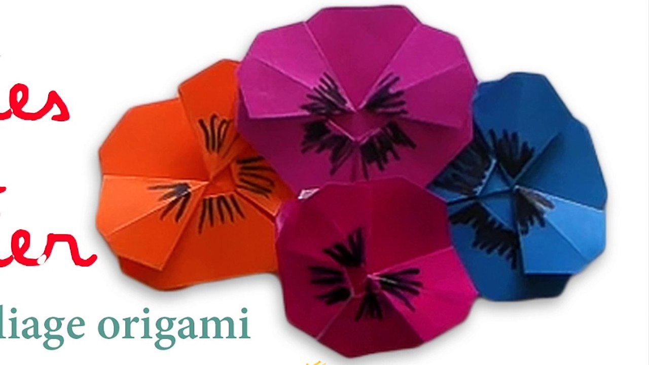 origami pensée, fleur en papier