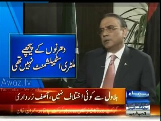 Military establishment wasn't behind PTI Sit-in , no difference with Bilawal - Asif Zardari