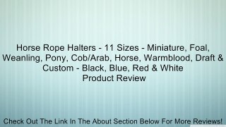 Horse Rope Halters - 11 Sizes - Miniature, Foal, Weanling, Pony, Cob/Arab, Horse, Warmblood, Draft & Custom - Black, Blue, Red & White Review