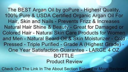 Video herunterladen: The BEST Argan Oil by goPure - Highest Quality, 100% Pure & USDA Certified Organic Argan Oil For Hair, Skin and Nails - Prevents Frizz & Increases Natural Hair Shine & Beauty - Great for Damaged or Colored Hair - Natural Skin Care Products for Women and M