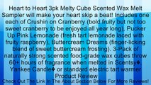 Heart to Heart 3pk Melty Cube Scented Wax Melt Sampler will make your heart skip a beat! Includes one each of Crushin on Cranberry (bold fruity but not too sweet cranberry to be enjoyed all year long), Pucker Up Pink Lemonade (fresh tart lemonade laced wi