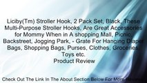 Liciby(Tm) Stroller Hook, 2 Pack Set, Black, These Multi-Purpose Stroller Hooks, Are Great Accessories for Mommy When in A shopping Mall, Picnic, Backstreet, Jogging Park, - Grate For Hanging Diaper Bags, Shopping Bags, Purses, Clothes, Groceries, Toys et