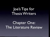 Tips for Thesis Writers: The literature review