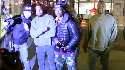 Kanye SMILES & Poses With Photographers