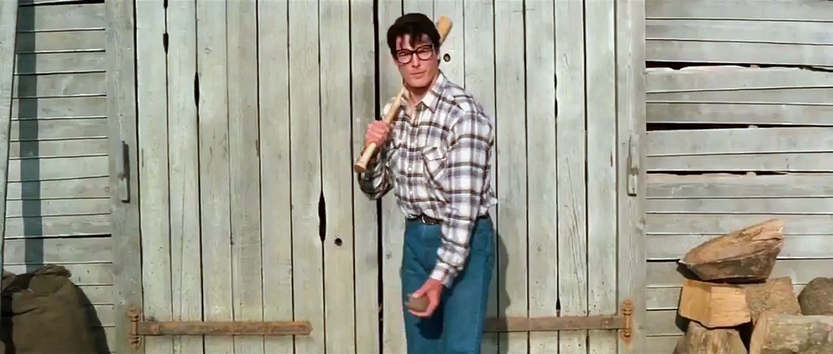 Superman plays baseball