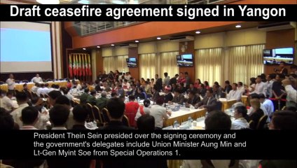 Draft ceasefire agreement signed in Yangon (English subtitle)