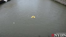 Swimmer Christopher Swain swims the Gowanus Canal on Earth Day