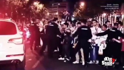 Locura de los aficionados con los jugadores a la salida del Santiago Bernabéu 2015