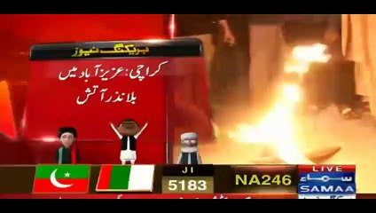 MQM Workers Burned PTI Election Symbol "BAT" In Azizabad