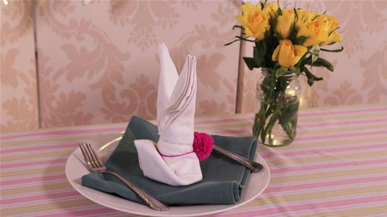 Happy Spring: Folded Easter Bunny Napkin