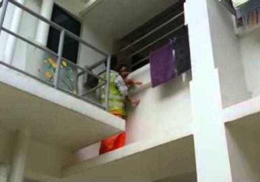 Worker Rescues Toddler Stuck Between Second-Floor Railing