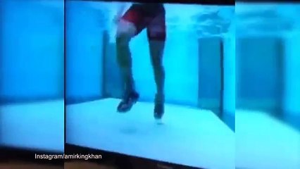 Amir Khan trains n an underwater treadmill against a current