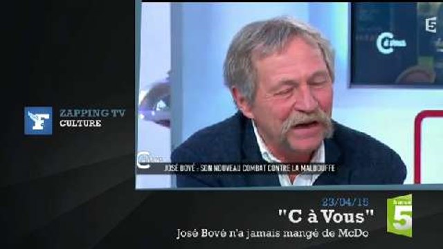 Zapping TV : José Bové écoeuré par un hamburger de chez McDo