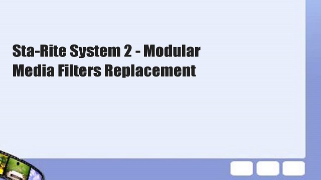 Sta-Rite System 2 - Modular Media Filters Replacement