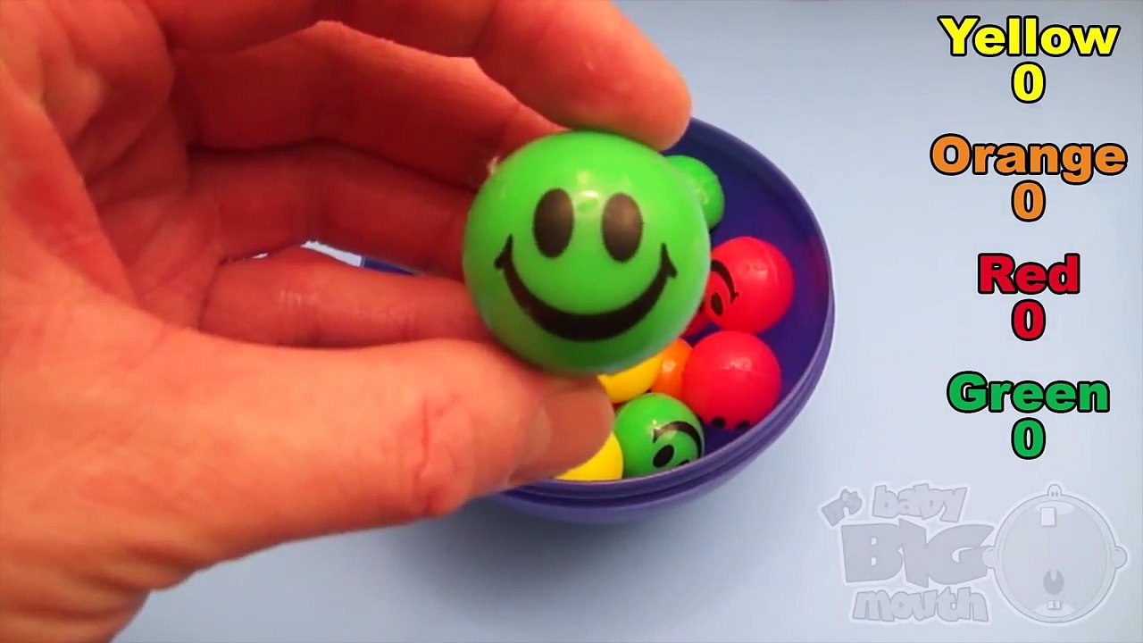Learn Colours with Smiley Face Rubber Balls! Fun Learning Contest!