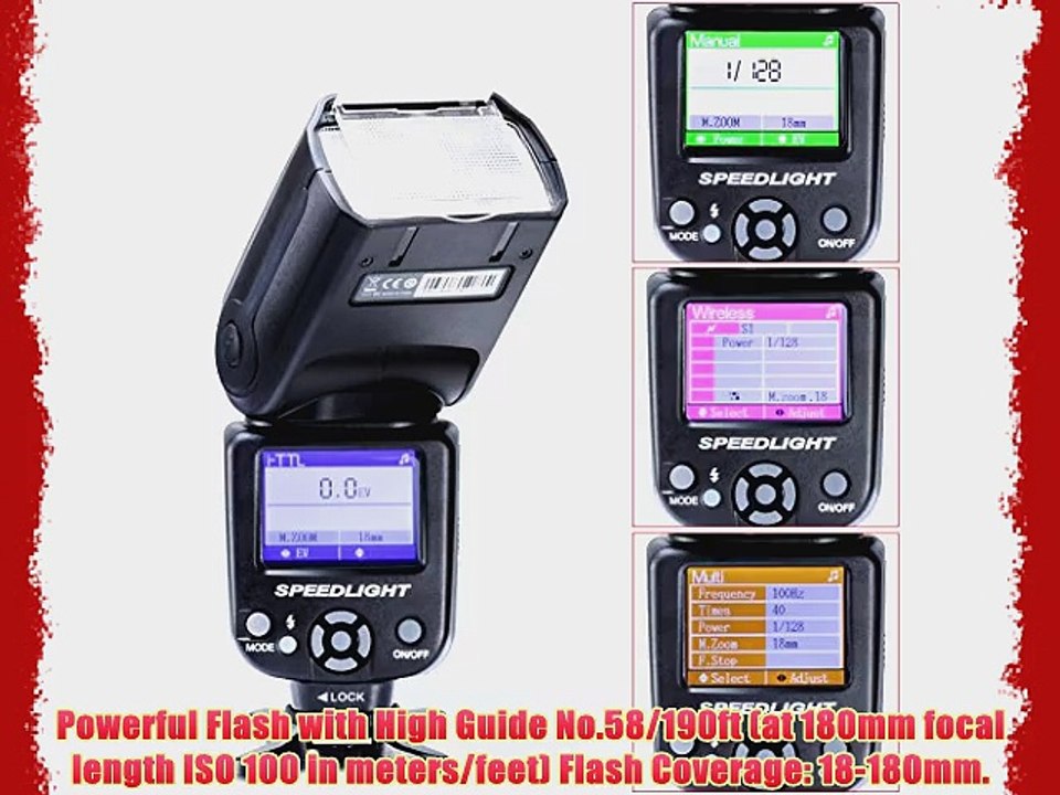 Neewer NW-985C E-TTL 4-Color TFT Screen Display *High-Speed Sync* Camera Slave Flash Speedlite