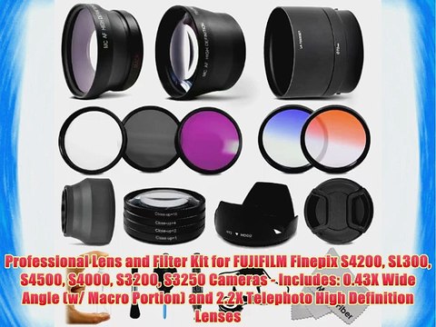 Professional Lens and Filter Kit for FUJIFILM Finepix S4200 SL300 S4500 S4000 S3200 S3250 Cameras