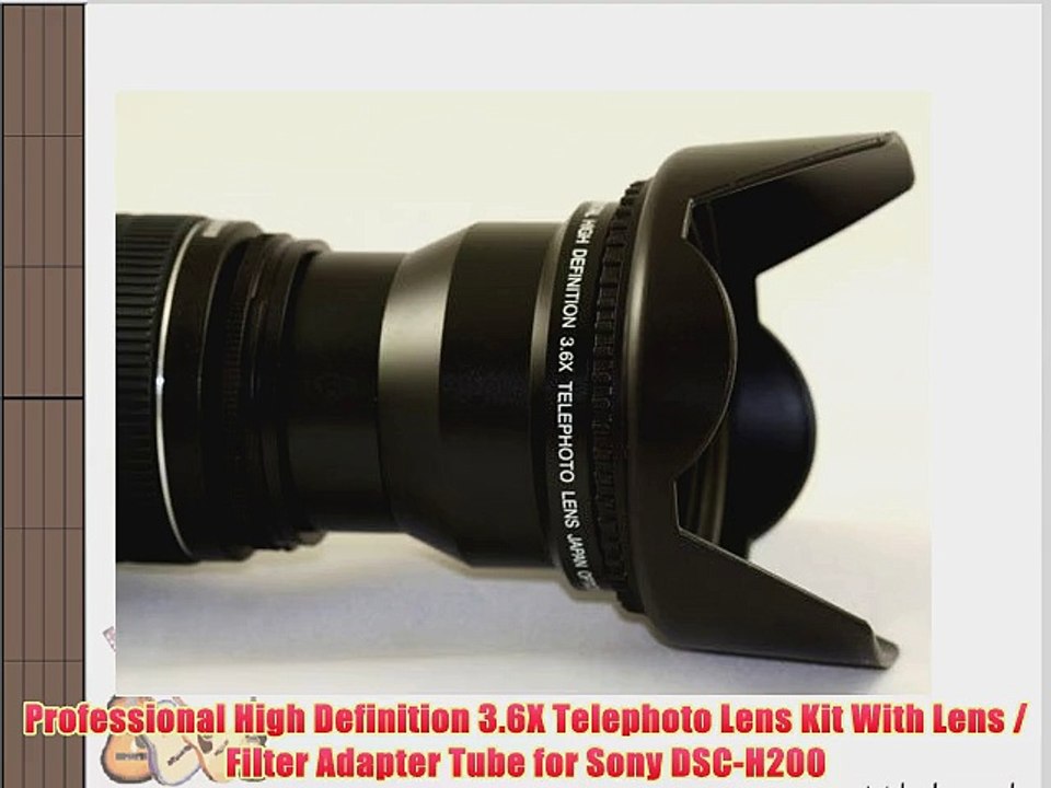 High Definition 3.6x Telephoto Lens Kit Plus 3 Filters and Lens Adapter For Sony DSC-H200 Camera