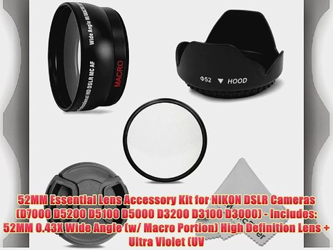 52MM Essential Lens Accessory Kit for NIKON DSLR Cameras (D7000 D5200 D5100 D5000 D3200 D3100