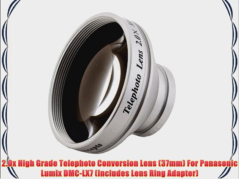 2.0x High Grade Telephoto Conversion Lens (37mm) For Panasonic Lumix DMC-LX7 (Includes Lens