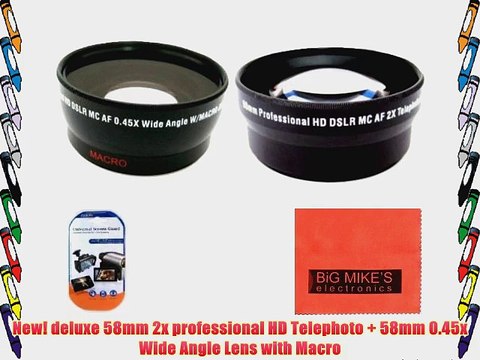 58mm 0.43X Wide Angle Lens 2X Telephoto Lens For Canon Digital EOS Rebel SL1 T1i T2i T3 T3i