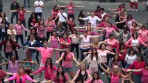 Flash Mob Susan G. Komen for breast cancer awareness at Universal City walk 2FEB2013