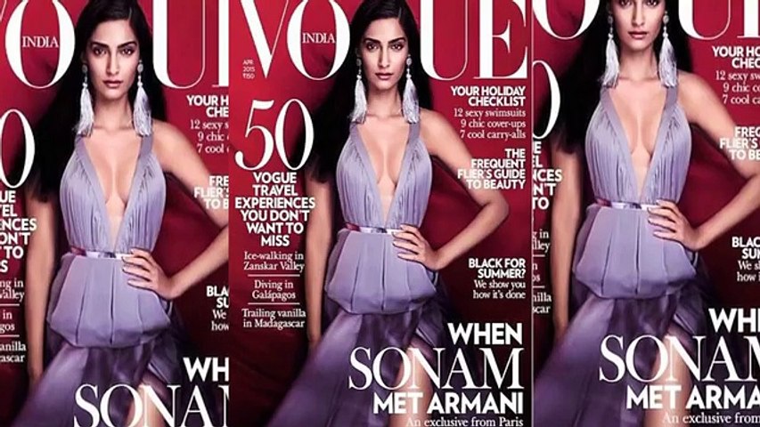 Sonam Kapoor Braless Cleavage On Magazine Cover HD