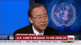(HD) CNN Wolf Blitzer makes UN Chief Ban Ki-moon to Talk to North Korea Kim Jong-Un in Korean