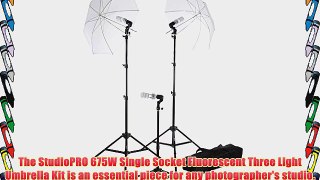StudioPRO 675W Photography Portrait Video Studio Three Light Translucent Umbrella Lighting