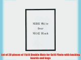 Pack of 20 11x14 WHITE/BLACK Double Mats Mattes for 8x10 photo with White Core Bevel Cut