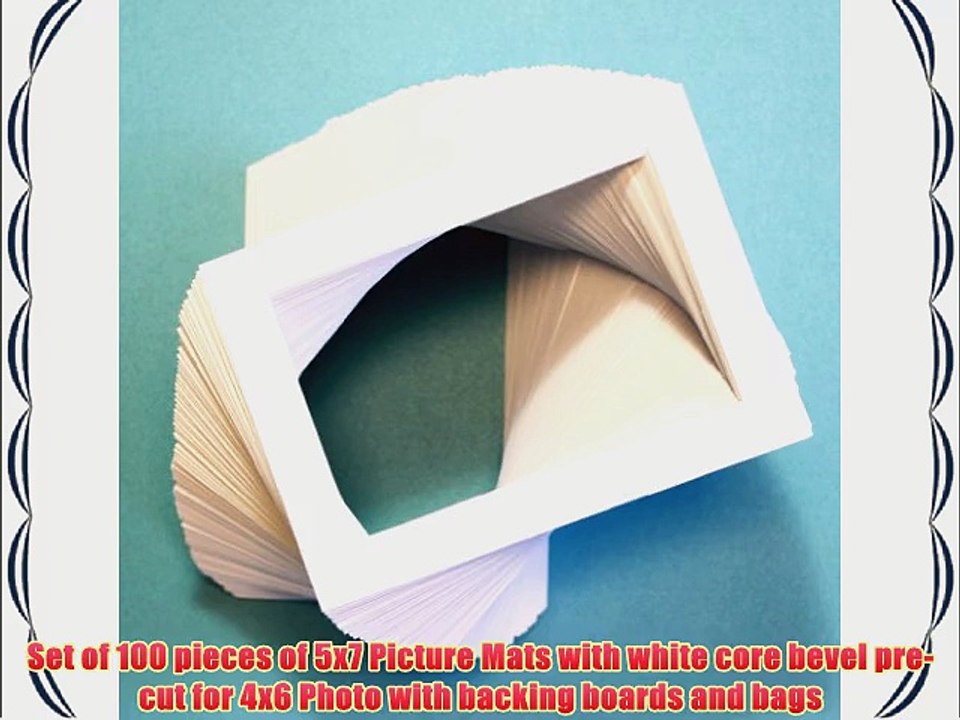 Pack of 100 sets of 5x7 WHITE Picture Mats Mattes Matting for 4x6 Photo   Backing   Bags