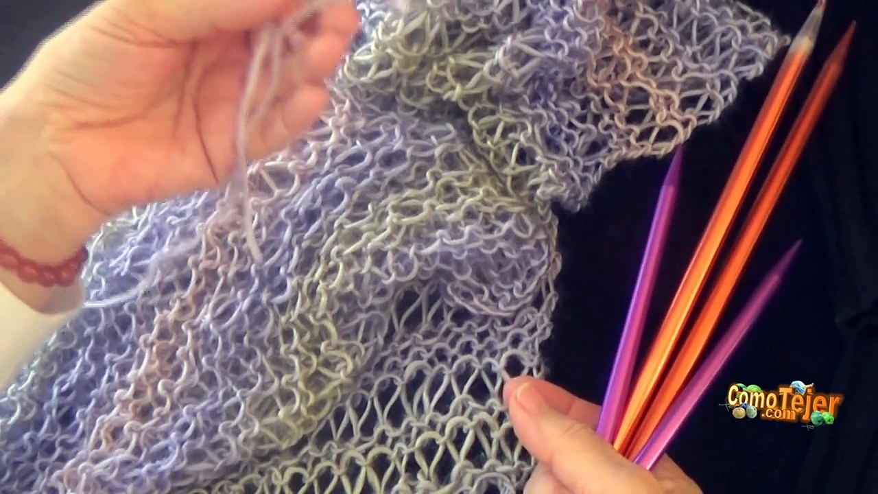 Cómo Tejer Bufanda de Primavera 2 Agujas (206)