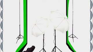 CowboyStudio Photography/Video Studio Lighting Kit with 10ft x 20ft Black White and Green Muslins