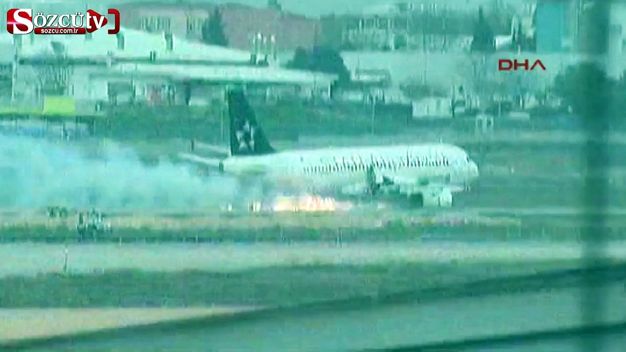 Saniye saniye THY uçağınındaki yangın görüntüleri
