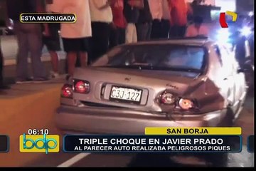 San Borja: auto que presuntamente realizaba ‘piques’ causó triple choque